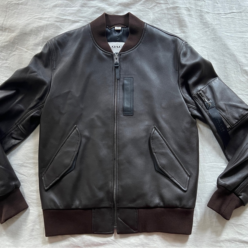 Authentic Coach MA-1 Brown Leather Jacket